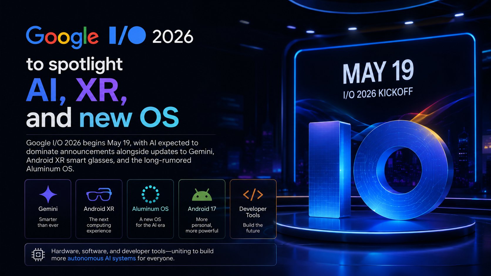 Google I/O 2026 — AI, XR and new OS coming May 19